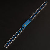 Mens Blue Two Tone Chain Bracelet R